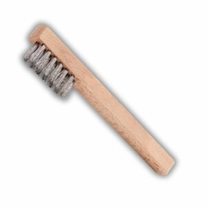 Brosse bougie en acier avec mini -manche en bois