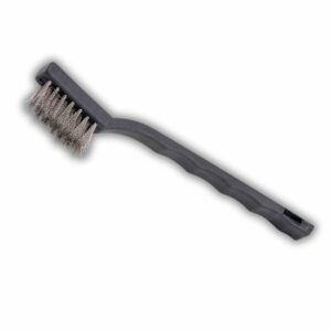 Brosse bougie en acier avec mini -manche en plastique noir